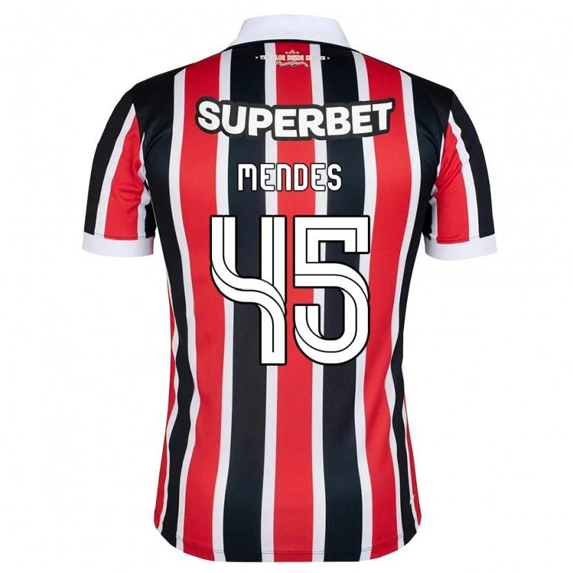 Danxen Kinderen Nathan Mendes #45 Rood Wit Zwart Uitshirt Uittenue 2026/27 T-Shirt