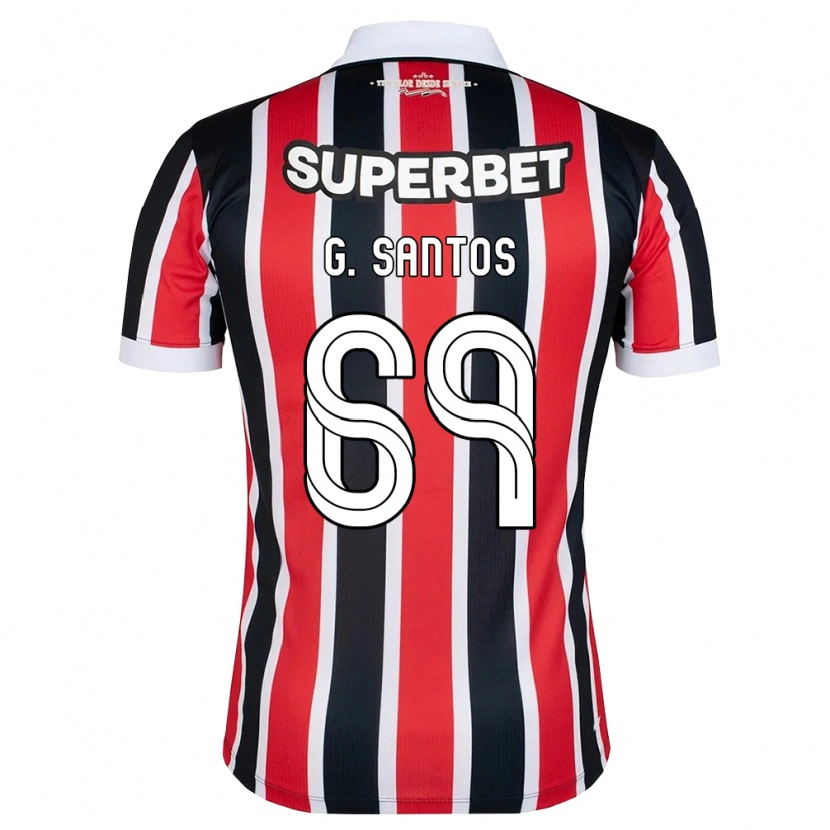 Danxen Kinderen Guilherme Santos #69 Rood Wit Zwart Uitshirt Uittenue 2026/27 T-Shirt