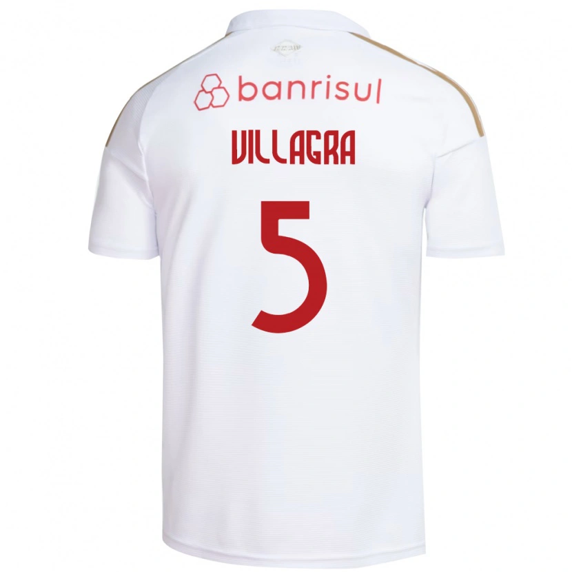 Danxen Kinderen Rodrigo Villagra #5 Wit Rood Uitshirt Uittenue 2026/27 T-Shirt