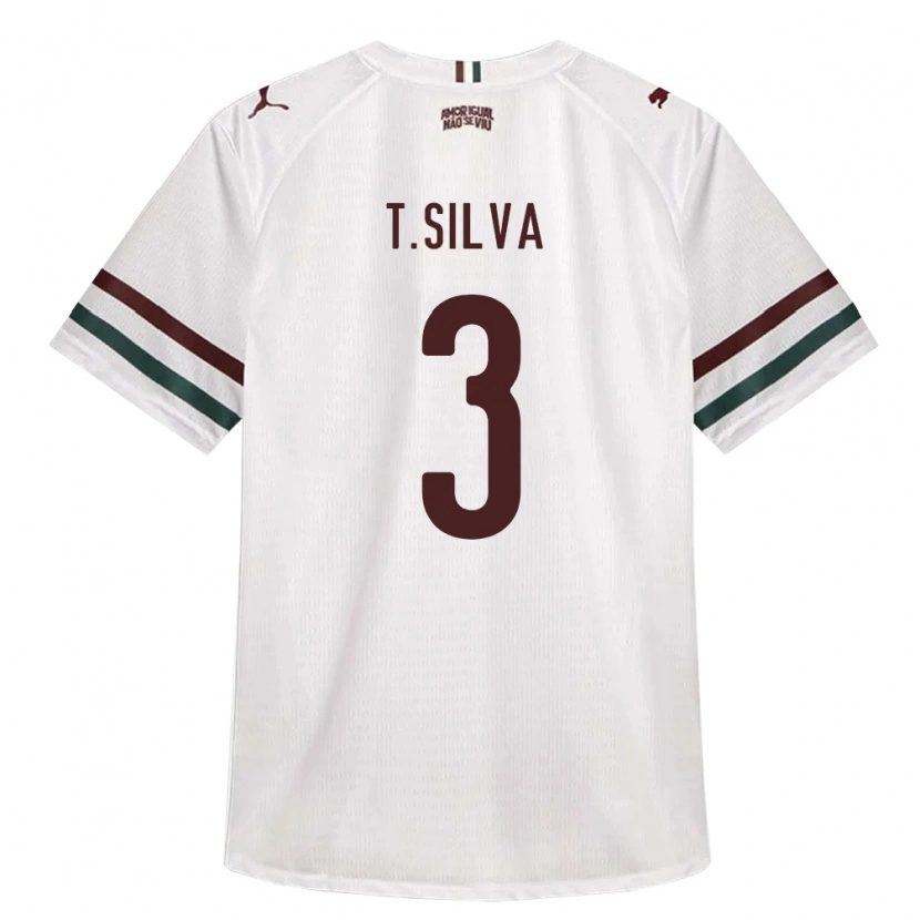 Danxen Kinderen Thiago Silva #3 Wit Groen Bordeaux Rood Uitshirt Uittenue 2026/27 T-Shirt