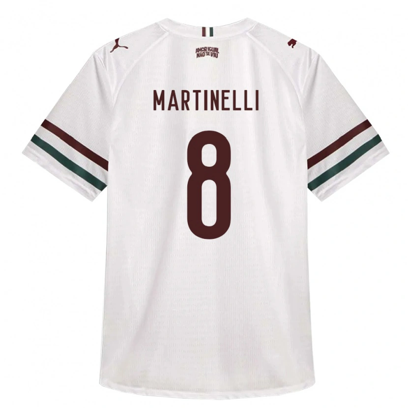 Danxen Kinderen Matheus Martinelli Lima #8 Wit Groen Bordeaux Rood Uitshirt Uittenue 2026/27 T-Shirt