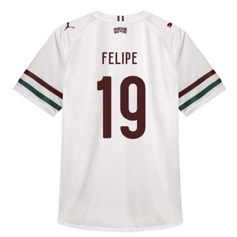 Danxen Kinderen Felipe Gustavo Araujo Sousa #19 Wit Groen Bordeaux Rood Uitshirt Uittenue 2026/27 T-Shirt
