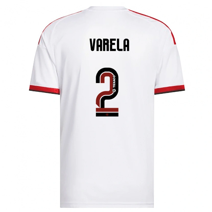 Danxen Kinderen Guillermo Varela #2 Wit Rood Zwart Uitshirt Uittenue 2026/27 T-Shirt