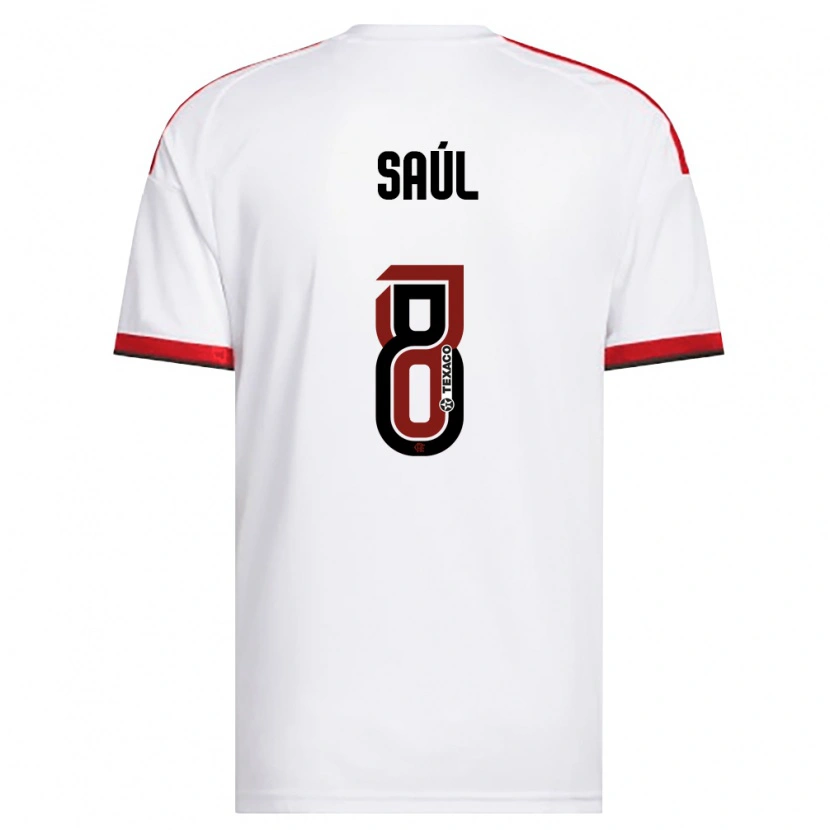 Danxen Kinderen Saúl Ñíguez #8 Wit Rood Zwart Uitshirt Uittenue 2026/27 T-Shirt
