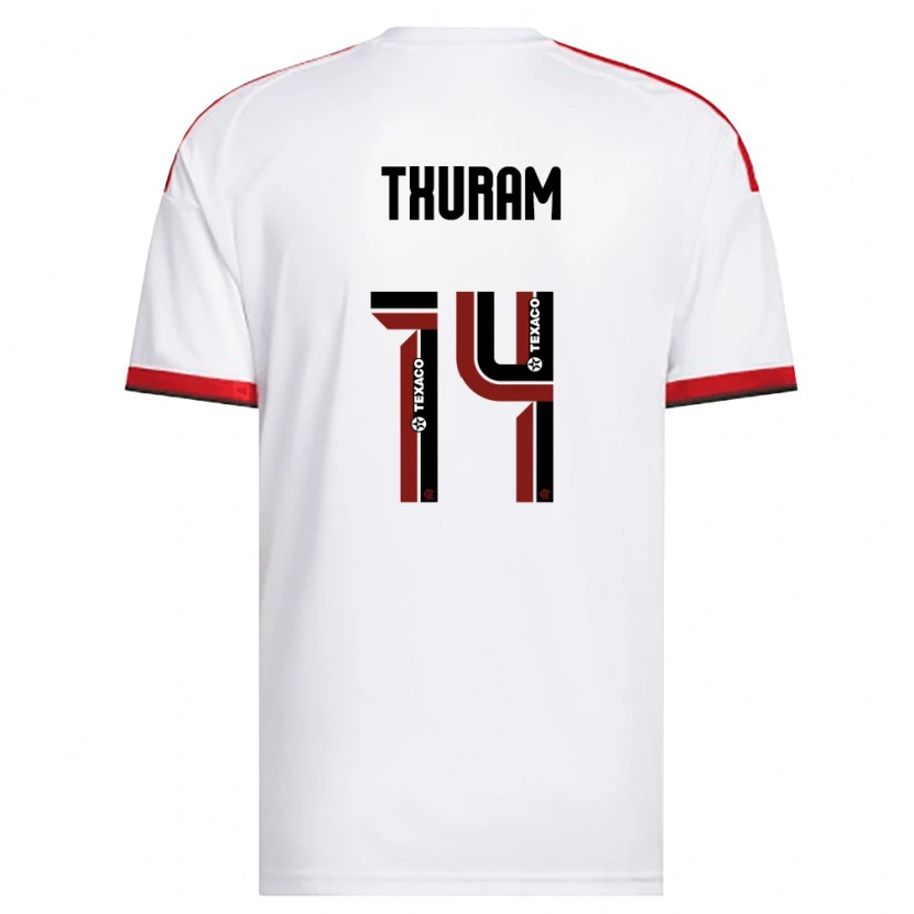 Danxen Kinderen Daniel Thuram #14 Wit Rood Zwart Uitshirt Uittenue 2026/27 T-Shirt