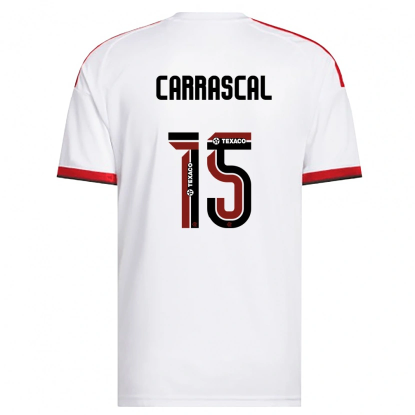 Danxen Kinderen Jorge Carrascal #15 Wit Rood Zwart Uitshirt Uittenue 2026/27 T-Shirt