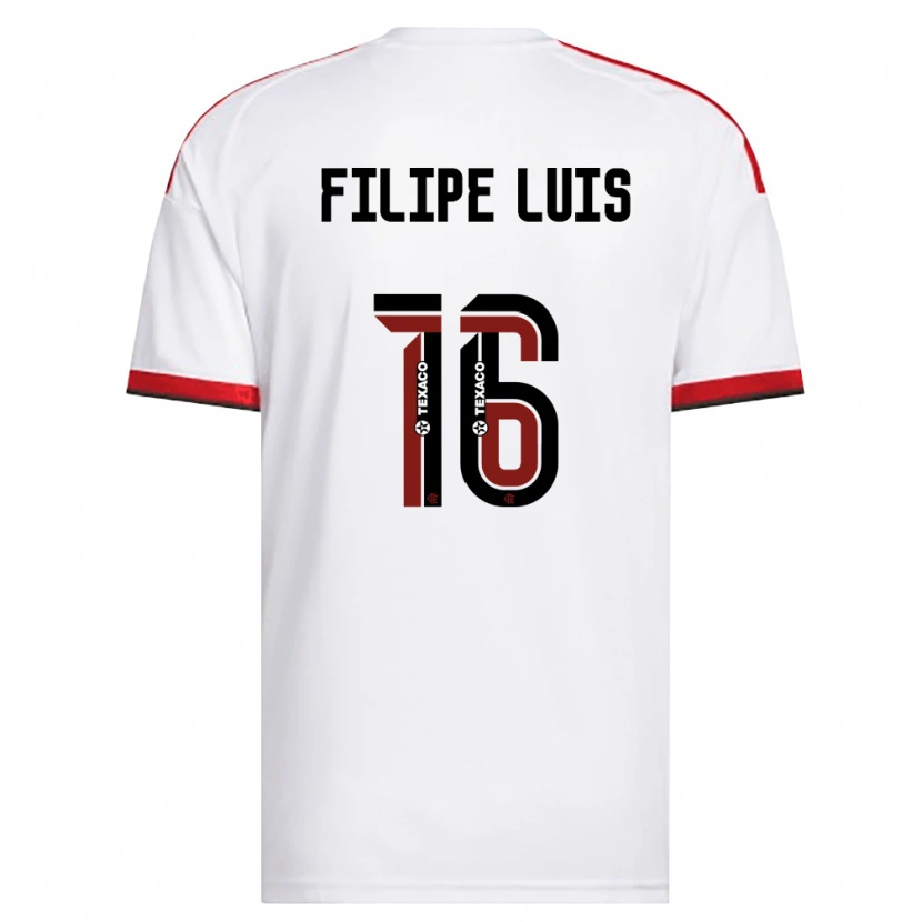 Danxen Kinderen Filipe Luis #16 Wit Rood Zwart Uitshirt Uittenue 2026/27 T-Shirt