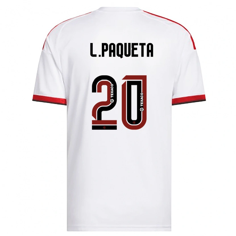 Danxen Kinderen Lucas Paquetá #20 Wit Rood Zwart Uitshirt Uittenue 2026/27 T-Shirt