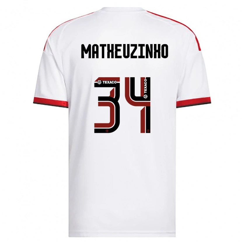 Danxen Kinderen Matheuzinho #34 Wit Rood Zwart Uitshirt Uittenue 2026/27 T-Shirt