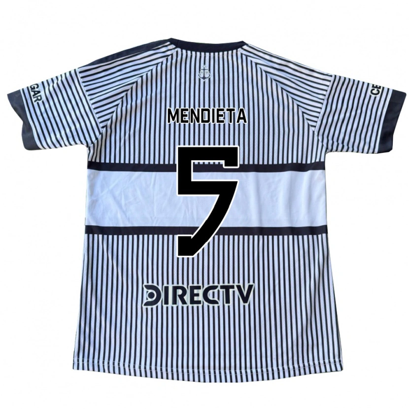 Danxen Kinderen Julián Mendieta #5 Wit Zwart Geel Uitshirt Uittenue 2026/27 T-Shirt