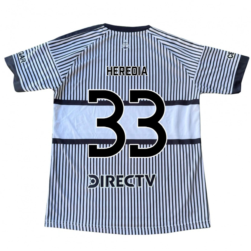 Danxen Kinderen Agustín Heredia #33 Wit Zwart Geel Uitshirt Uittenue 2026/27 T-Shirt