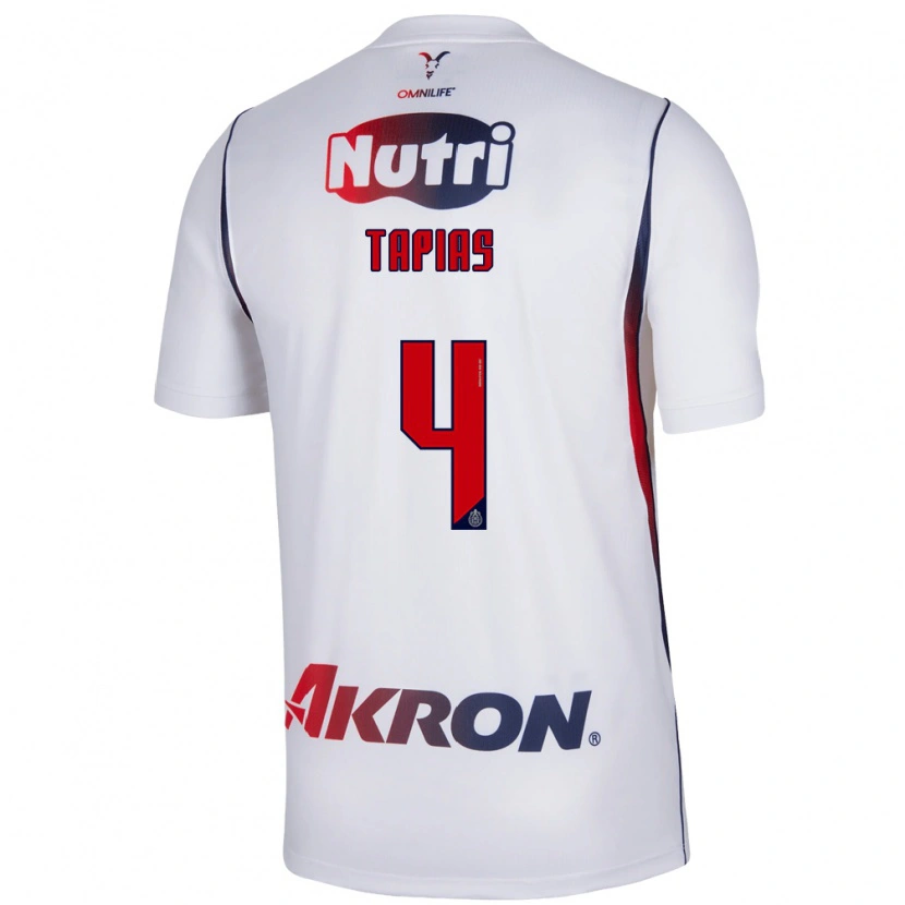 Danxen Heren Miguel Tapias #4 Wit Marineblauw Rood Uitshirt Uittenue 2026/27 T-Shirt