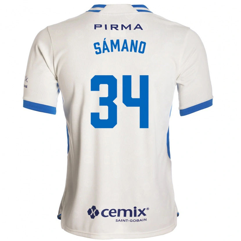 Danxen Heren Leonardo Sámano #34 Wit Blauw Rood Uitshirt Uittenue 2026/27 T-Shirt