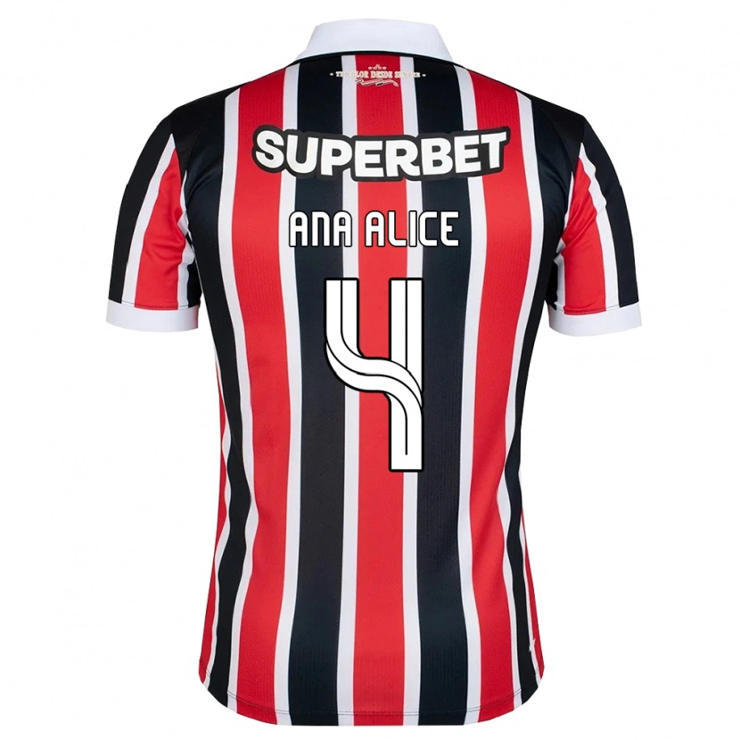 Danxen Heren Ana Alice Luciano Da Silva #4 Rood Wit Zwart Uitshirt Uittenue 2026/27 T-Shirt