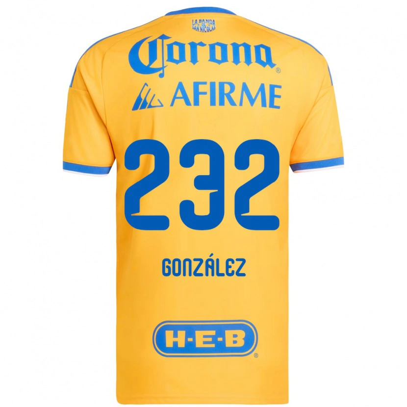 Danxen Dames César González #232 Geel Blauw Thuisshirt Thuistenue 2026/27 T-Shirt