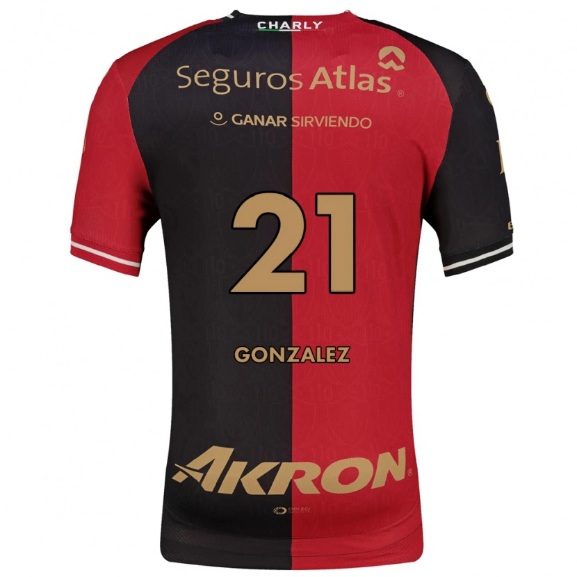 Danxen Dames Sarahí González #21 Rood Zwart Bruin Thuisshirt Thuistenue 2026/27 T-Shirt