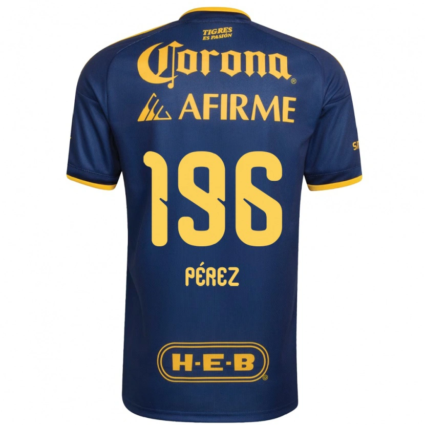 Danxen Dames Axel Pérez #196 Koninklijk Blauw Geel Uitshirt Uittenue 2026/27 T-Shirt