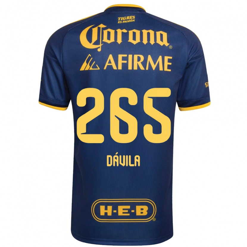 Danxen Dames Emiliano Dávila #265 Koninklijk Blauw Geel Uitshirt Uittenue 2026/27 T-Shirt