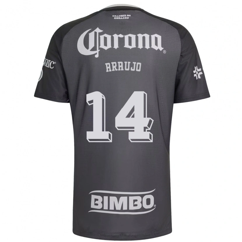 Danxen Dames Nestor Araujo #14 Grijs Wit Zwart Uitshirt Uittenue 2026/27 T-Shirt