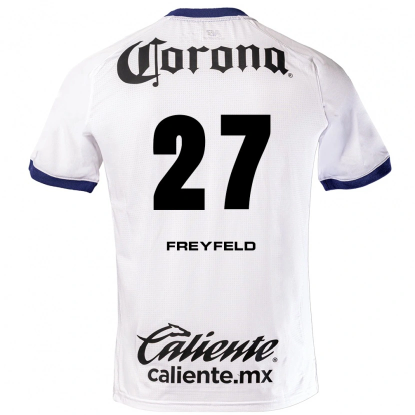 Danxen Dames Emiliano Freyfeld #27 Wit Blauw Zwart Uitshirt Uittenue 2026/27 T-Shirt