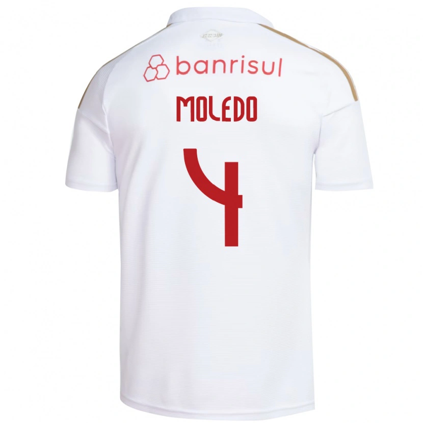 Danxen Dames Rodrigo Moledo #4 Wit Rood Uitshirt Uittenue 2026/27 T-Shirt