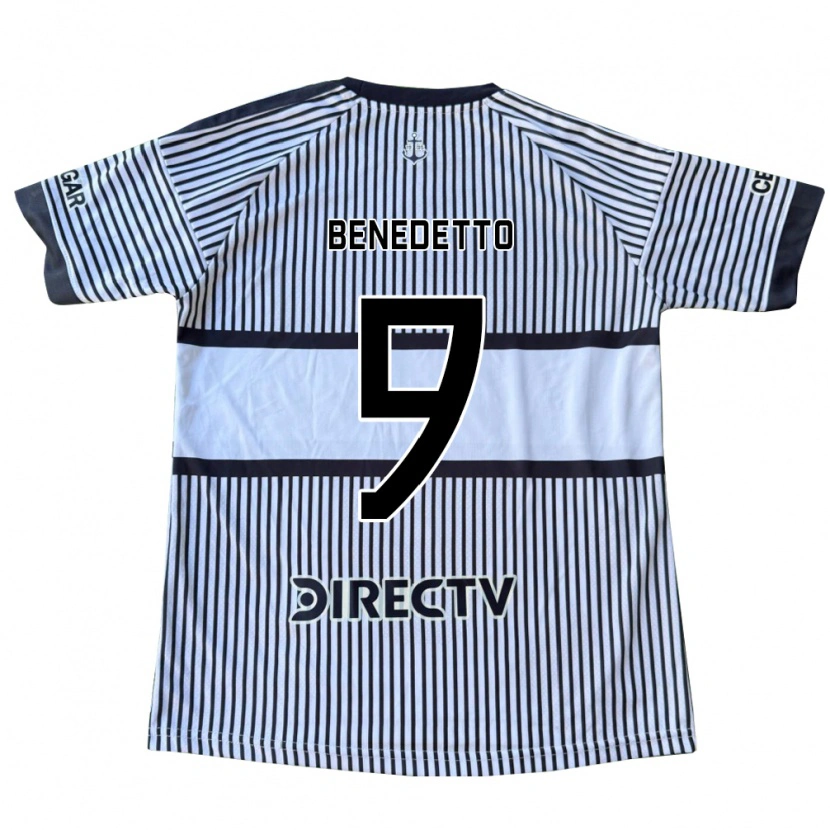 Danxen Dames Dario Benedetto #9 Wit Zwart Geel Uitshirt Uittenue 2026/27 T-Shirt