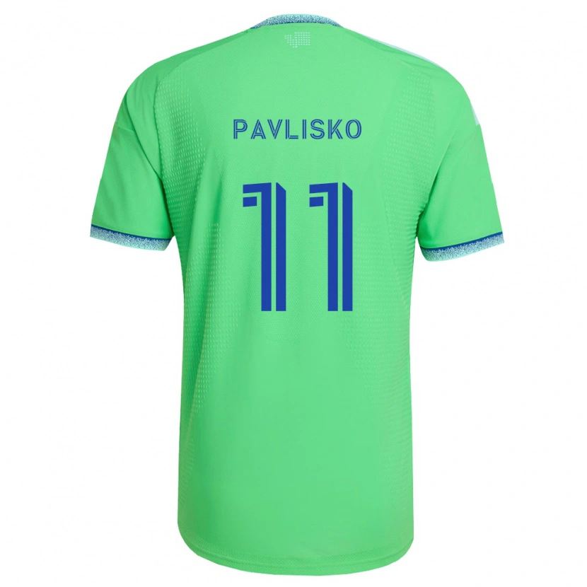Danxen Kinderen Kirsten Pavlisko #11 Groen Lichtblauw Thuisshirt Thuistenue 2026/27 T-Shirt
