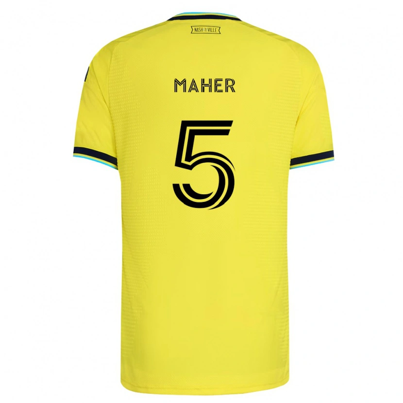 Danxen Kinderen Jack Maher #5 Helder Geel Marineblauw Thuisshirt Thuistenue 2026/27 T-Shirt