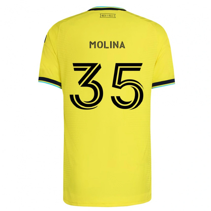 Danxen Kinderen Malachi Molina #35 Helder Geel Marineblauw Thuisshirt Thuistenue 2026/27 T-Shirt