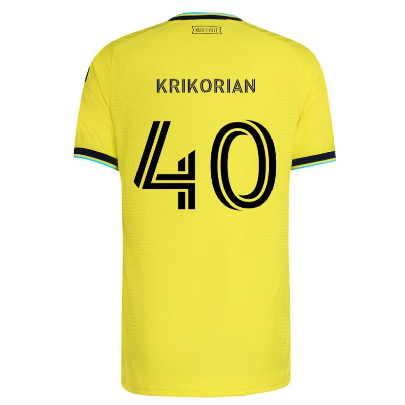 Danxen Kinderen Andre Krikorian #40 Helder Geel Marineblauw Thuisshirt Thuistenue 2026/27 T-Shirt