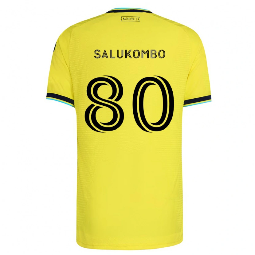 Danxen Kinderen David Salukombo #80 Helder Geel Marineblauw Thuisshirt Thuistenue 2026/27 T-Shirt