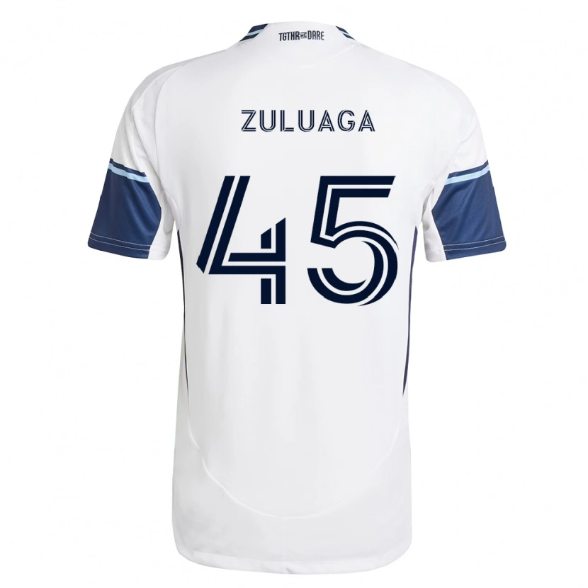 Danxen Kinderen Yeider Zuluaga #45 Wit Koninklijk Blauw Thuisshirt Thuistenue 2026/27 T-Shirt