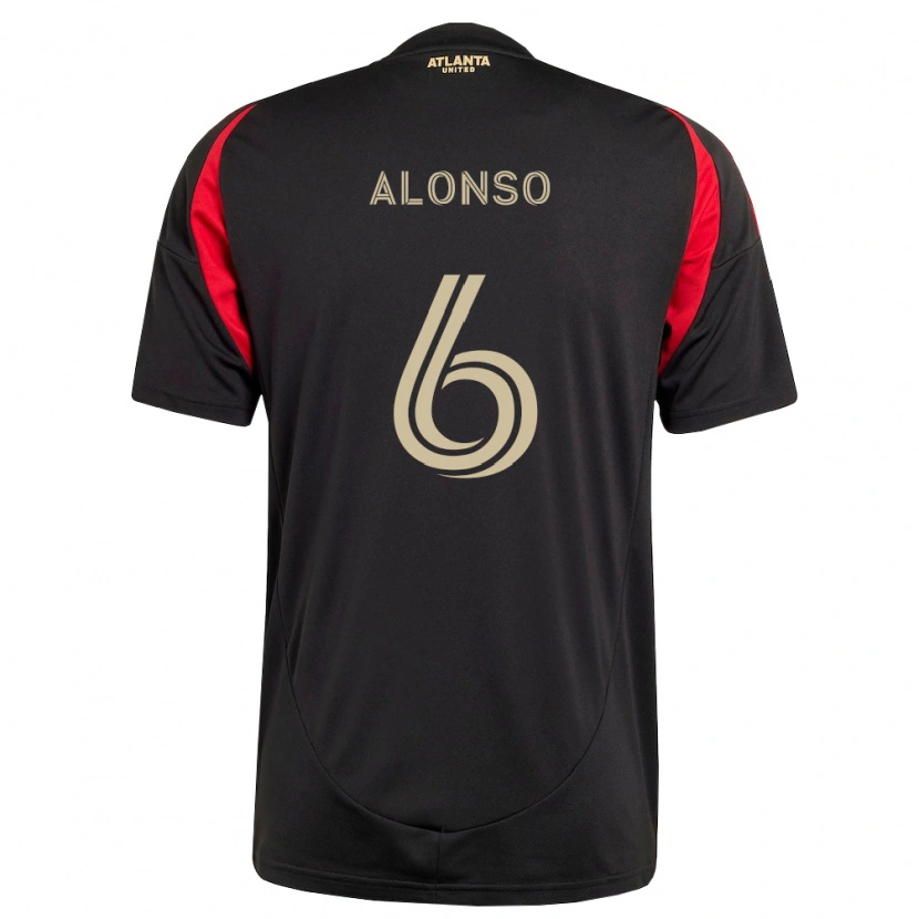 Danxen Kinderen Júnior Alonso #6 Zwart Rood Thuisshirt Thuistenue 2026/27 T-Shirt