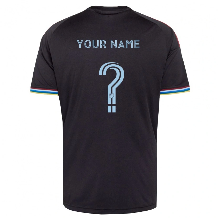 Danxen Kinderen Uw Naam #0 Zwart Hemelsblauw Thuisshirt Thuistenue 2026/27 T-Shirt