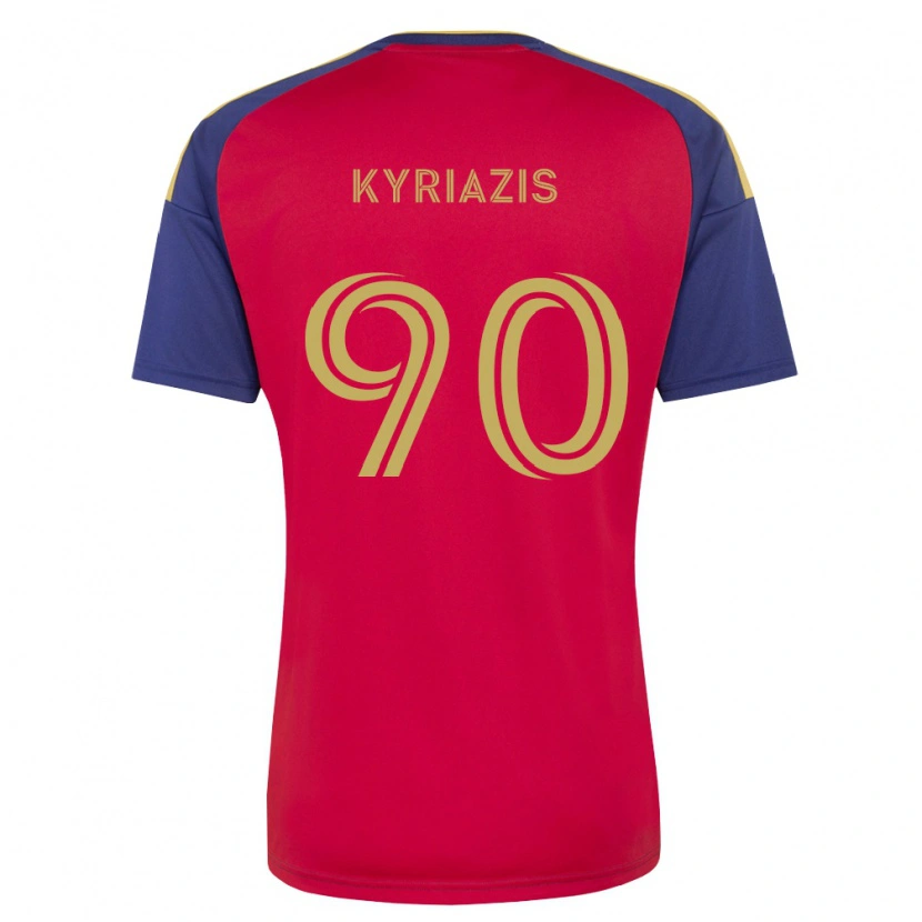 Danxen Kinderen Konstantinos Kyriazis #90 Koninklijk Blauw Bruin Rood Thuisshirt Thuistenue 2026/27 T-Shirt