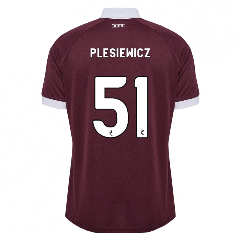 Danxen Kinderen Szymon Plesiewicz #51 Bordeauxrood Wit Thuisshirt Thuistenue 2026/27 T-Shirt