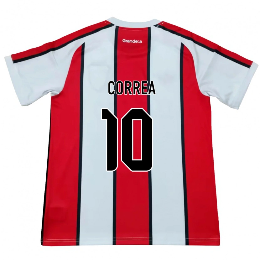 Danxen Kinderen Ángel Correa #10 Wit Rood Zwart Uitshirt Uittenue 2026/27 T-Shirt