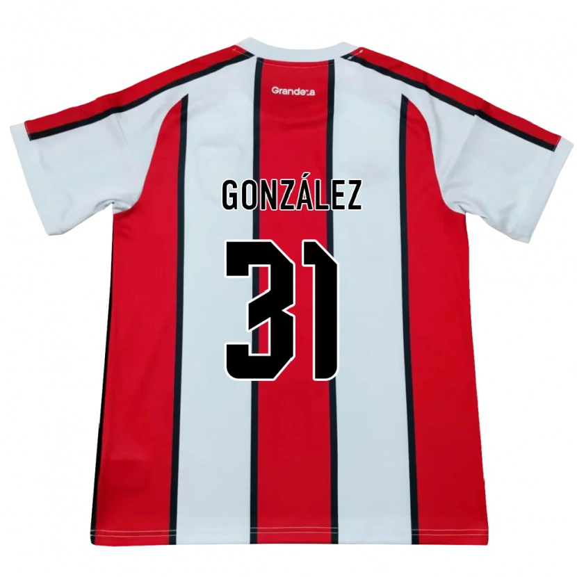 Danxen Kinderen Facundo González #31 Wit Rood Zwart Uitshirt Uittenue 2026/27 T-Shirt