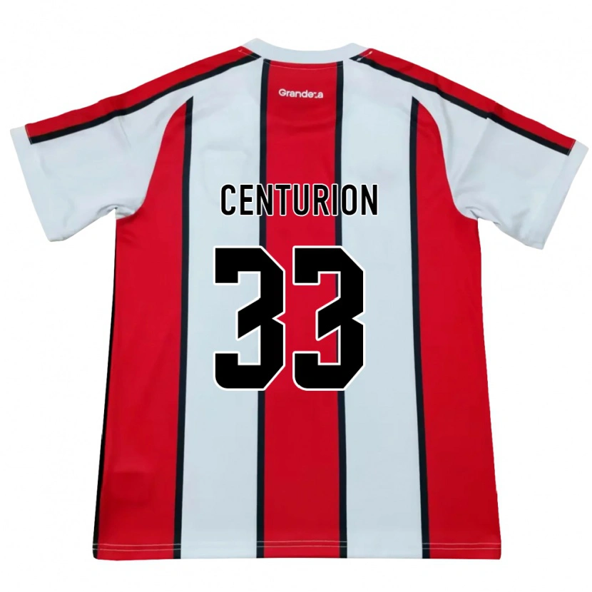 Danxen Kinderen Ezequiel Centurión #33 Wit Rood Zwart Uitshirt Uittenue 2026/27 T-Shirt