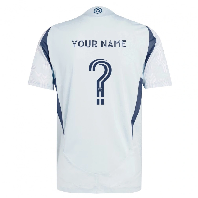 Danxen Kinderen Uw Naam #0 Blauw Grijs Wit Uitshirt Uittenue 2026/27 T-Shirt