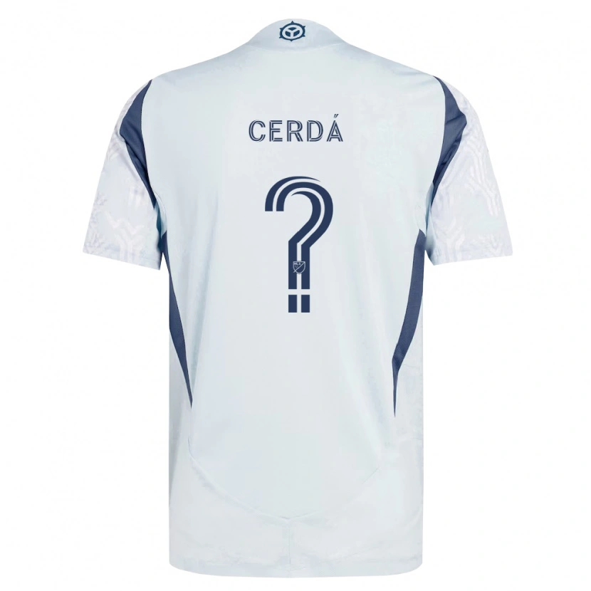 Danxen Kinderen Adrián Cerdá #0 Blauw Grijs Wit Uitshirt Uittenue 2026/27 T-Shirt