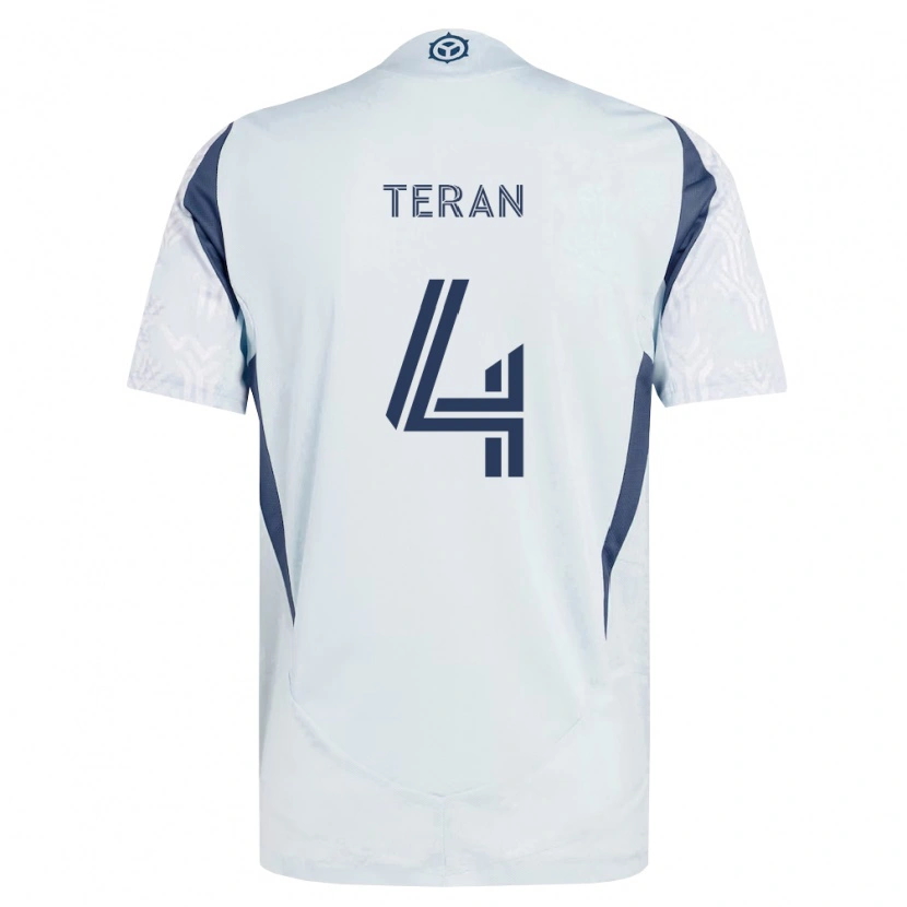 Danxen Kinderen Carlos Terán #4 Blauw Grijs Wit Uitshirt Uittenue 2026/27 T-Shirt
