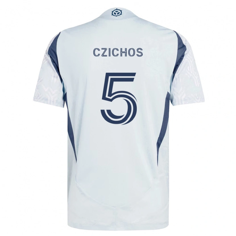 Danxen Kinderen Rafael Czichos #5 Blauw Grijs Wit Uitshirt Uittenue 2026/27 T-Shirt
