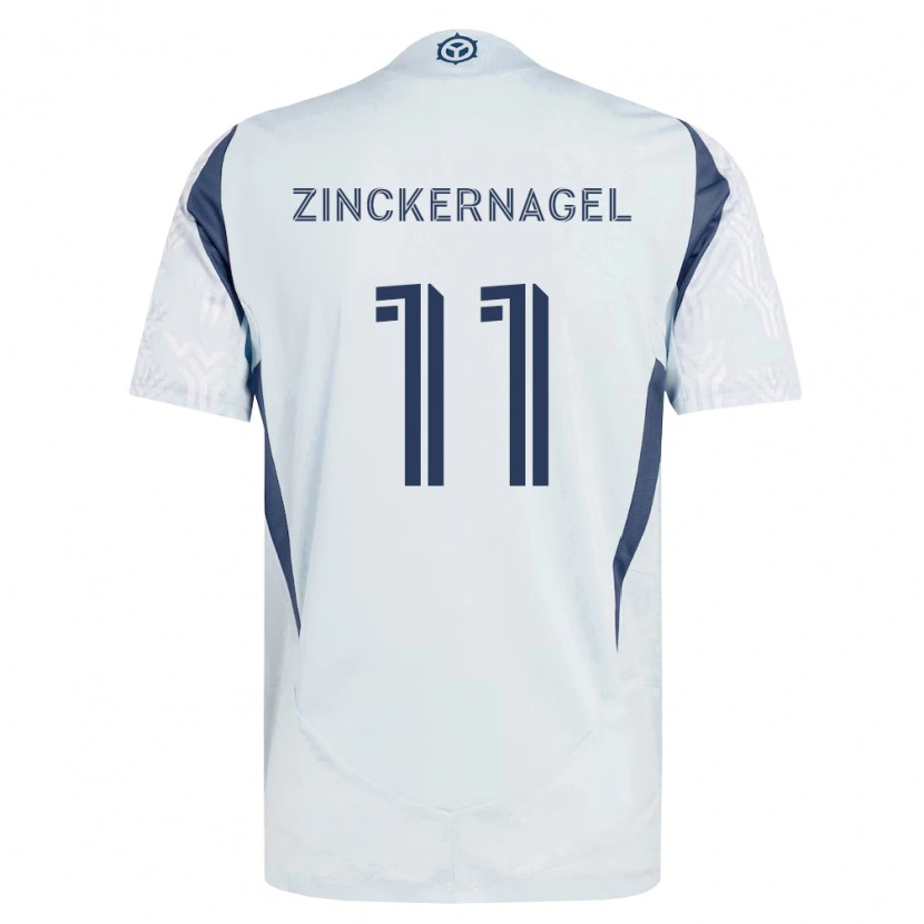 Danxen Kinderen Philip Zinckernagel #11 Blauw Grijs Wit Uitshirt Uittenue 2026/27 T-Shirt