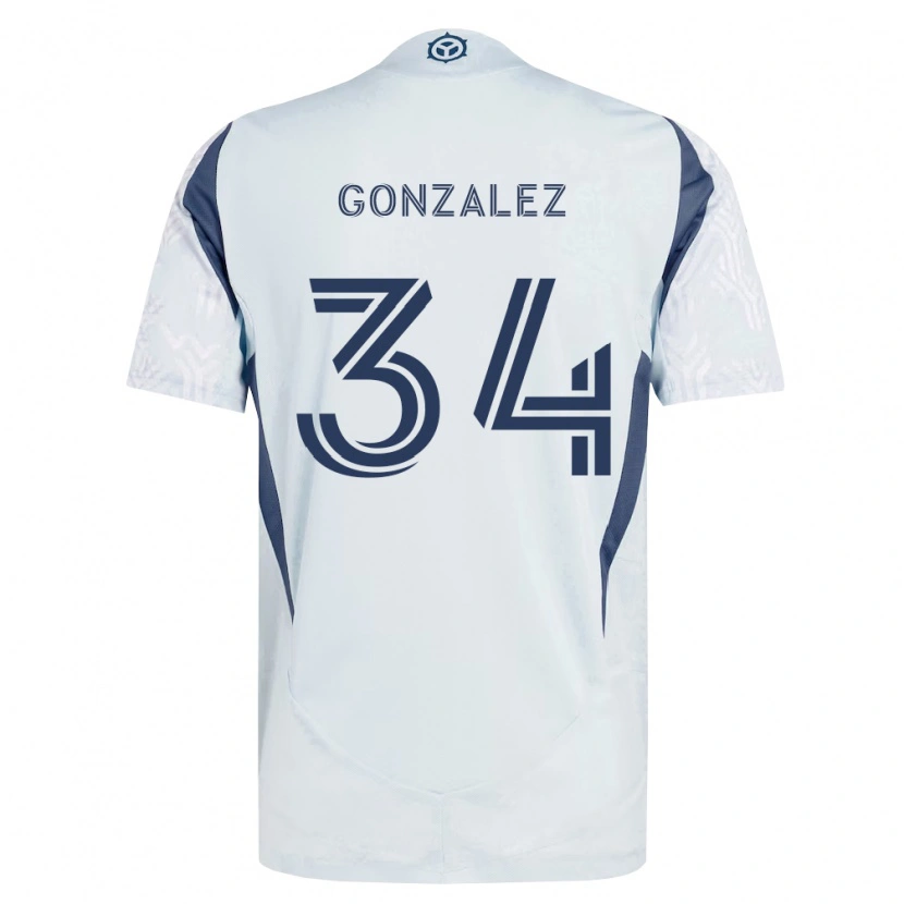 Danxen Kinderen Omar González #34 Blauw Grijs Wit Uitshirt Uittenue 2026/27 T-Shirt