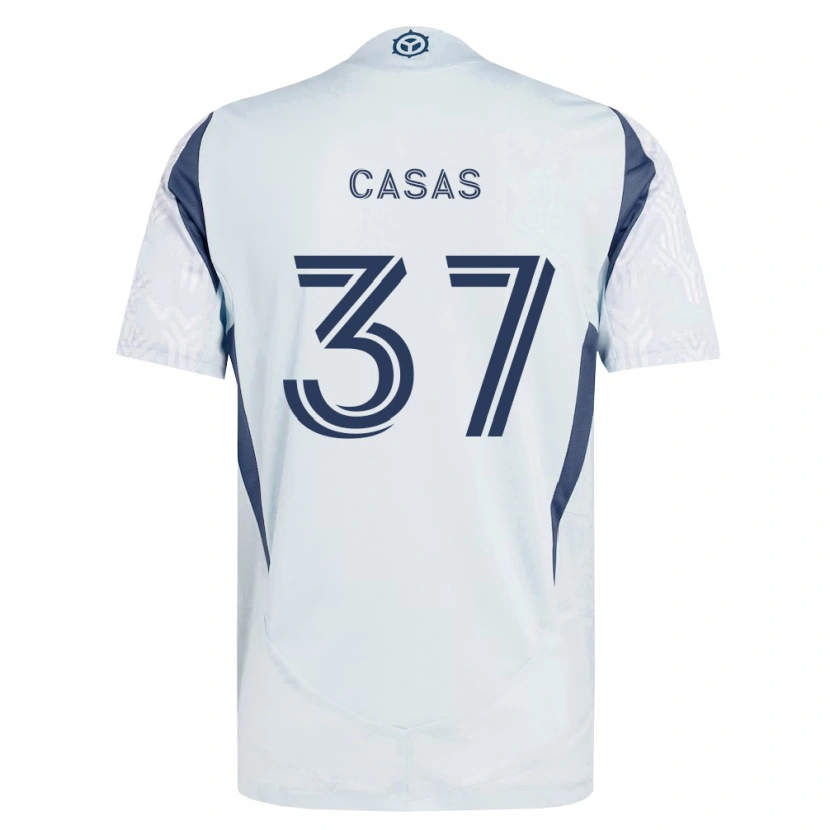 Danxen Kinderen Javier Casas #37 Blauw Grijs Wit Uitshirt Uittenue 2026/27 T-Shirt