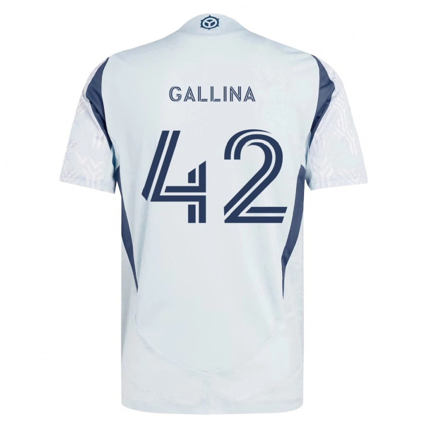 Danxen Kinderen Henrique Gallina #42 Blauw Grijs Wit Uitshirt Uittenue 2026/27 T-Shirt