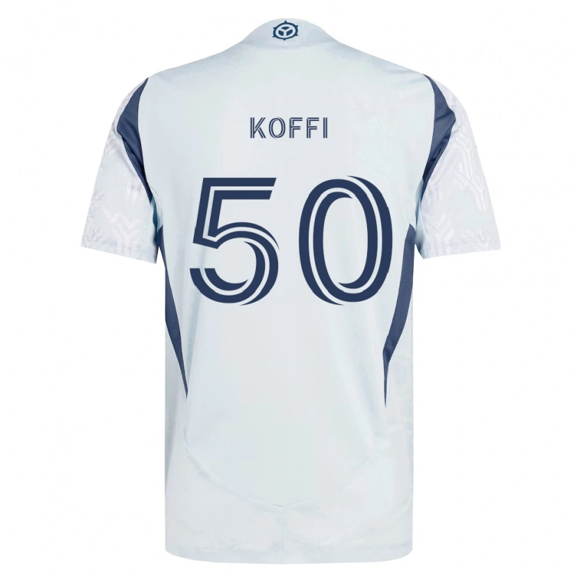 Danxen Kinderen Christian Koffi #50 Blauw Grijs Wit Uitshirt Uittenue 2026/27 T-Shirt