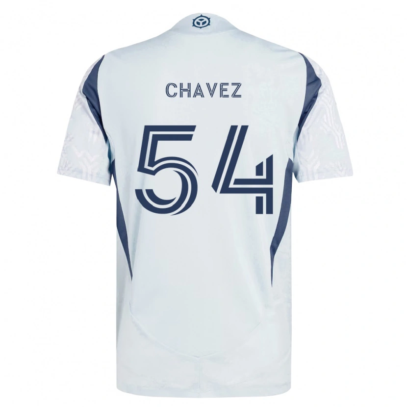 Danxen Kinderen Emiliano Chavez #54 Blauw Grijs Wit Uitshirt Uittenue 2026/27 T-Shirt