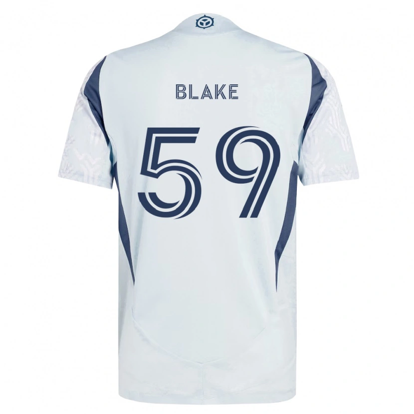 Danxen Kinderen Romain Blake #59 Blauw Grijs Wit Uitshirt Uittenue 2026/27 T-Shirt